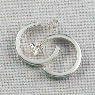 ►3/4 Silber Creolen 935 mit Opal Inlay white confetti, Bild2