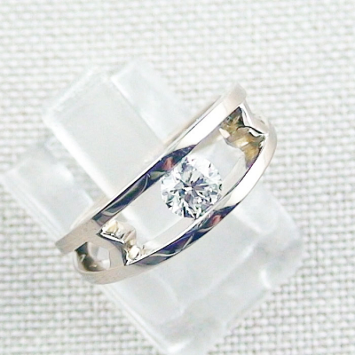18k Palladium Weißgoldring Verlobungsring mit Halbkaräter (Ringgröße<br>Bitte auswählen: 69 mm / 22,0 mm   )