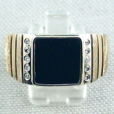 konfiguriere deinen Herrenring 14k Goldring mit Onyx & Diamanten (Ringgröße<br>Bitte auswählen: 63 mm / 20,0 mm  )