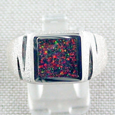 Herrenring Konfigurator 935er Silberring mit Opal Inlay (Ringgröße<br>Bitte auswählen: 47 mm / 15,0 mm / Inlay Farbe<br>Bitte auswählen: Emerald Green)