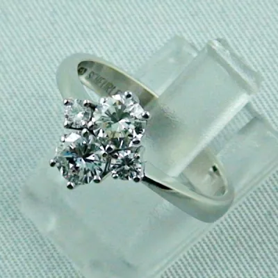 Edler Damenring, Brilliant-Weiss-Goldring 18k, 4 Diamanten, Bild2