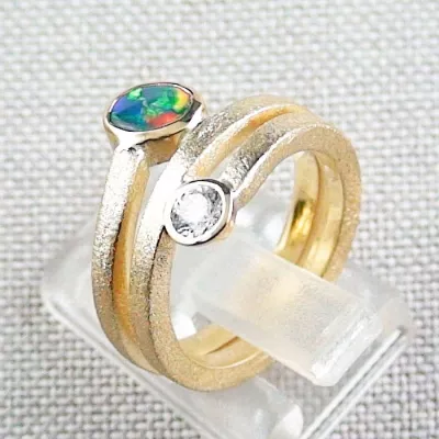 ►Designer 18k Opal-Gold-Ring 0,48 ct Black Opal Diamant 0,24 ct, Bild3