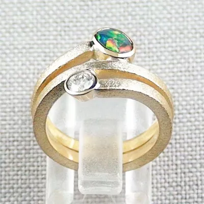 ►Designer 18k Opal-Gold-Ring 0,48 ct Black Opal Diamant 0,24 ct, Bild4