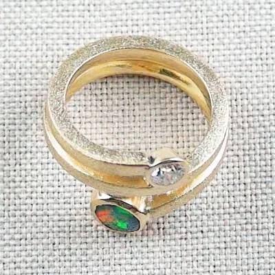 ►Designer 18k Opal-Gold-Ring 0,48 ct Black Opal Diamant 0,24 ct, Bild7