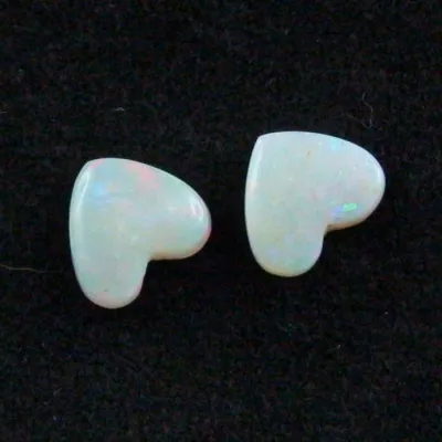 ►2 White Opal Herzen zus. 5,97 ct Herz-Opalsteine Edelsteine, Bild3