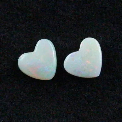 ►2 White Opal Herzen zus. 5,97 ct Herz-Opalsteine Edelsteine, Bild6