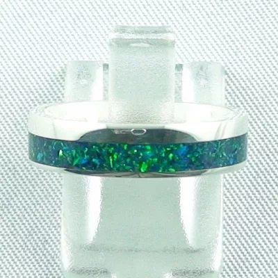 Opalring 3,11 gr., Bandring, Silberring mit Opal Inlay sea green, Bild1