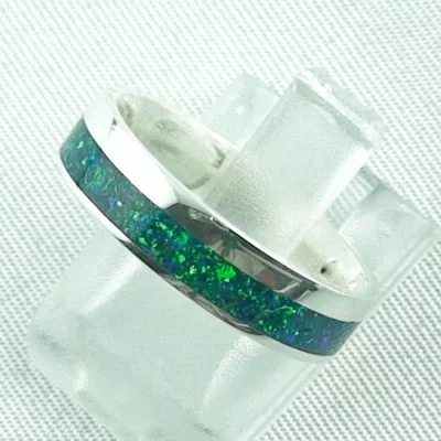 Opalring 3,11 gr., Bandring, Silberring mit Opal Inlay sea green, Bild2