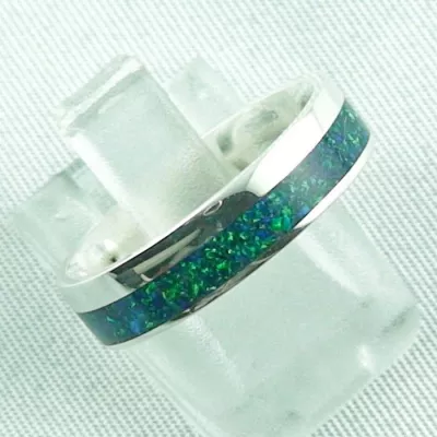 Opalring 3,11 gr., Bandring, Silberring mit Opal Inlay sea green, Bild6