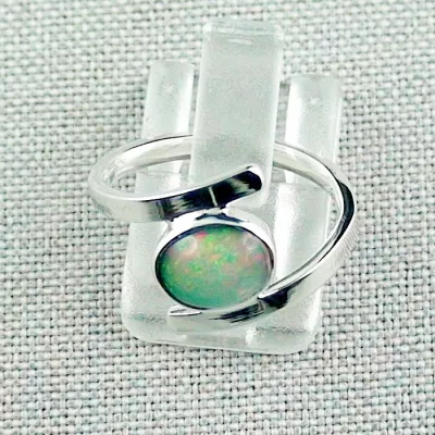 935er Silberring mit echten 0,89 ct. Welo Opal Silberring Grünes Multicolor - Opalschmuck ganz einfach und bequem online kaufen. - Opalhändler aus Deutschland 1