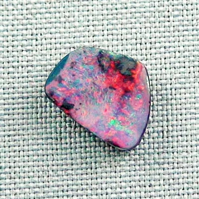 Echter Boulder Opal 5,95 ct. aus Australien - Opale mit Zertifikat online kaufen - Roter Multicolor Boulder Opal 15,05 x 13,64 x 4,14 mm für Opalschmuck-6