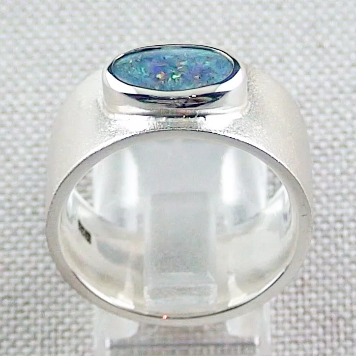 Silberring mit Black Opal 1,75 ct, Damenring, 15,65 gr Opalring