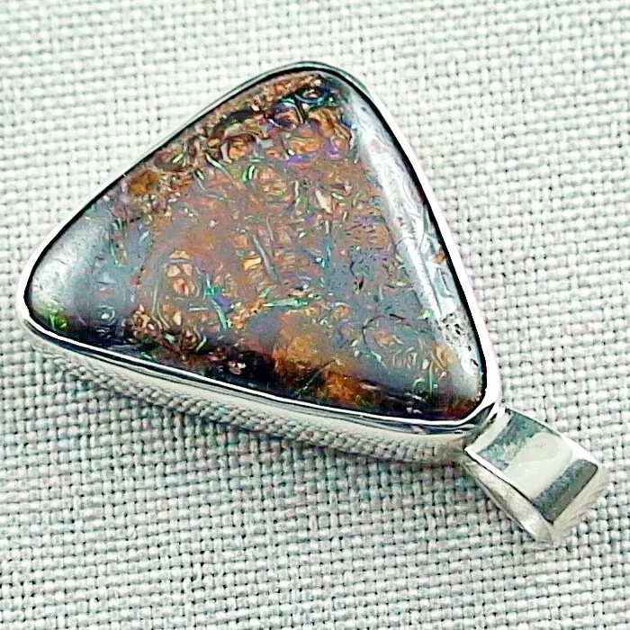 Silberanhänger 32,06 ct Boulder Matrix Opal 935er Opalanhänger Multicolor