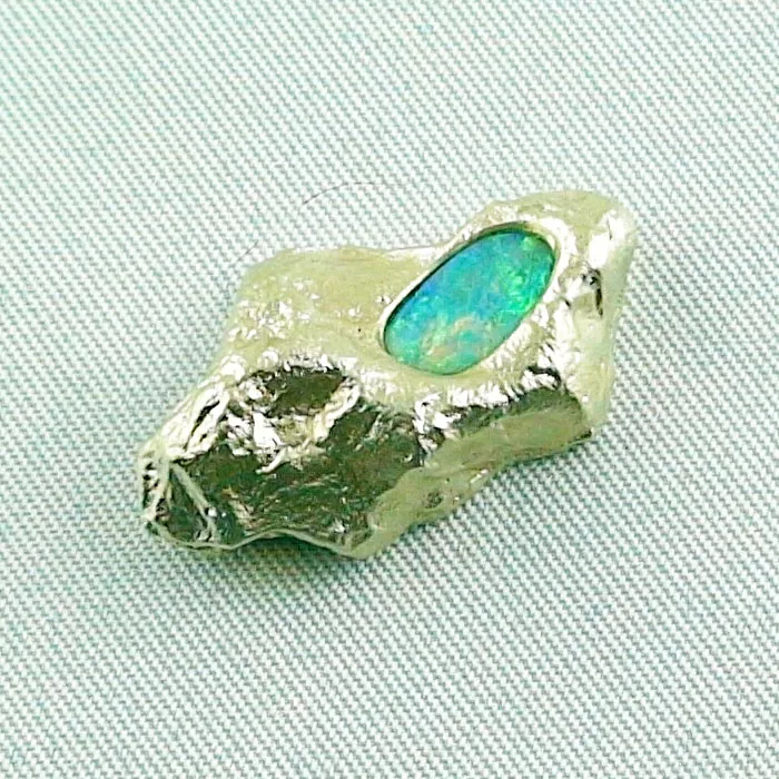 14k Goldnugget Opalanhänger 12,26 gr, 0,57 ct Black Crystal Opal