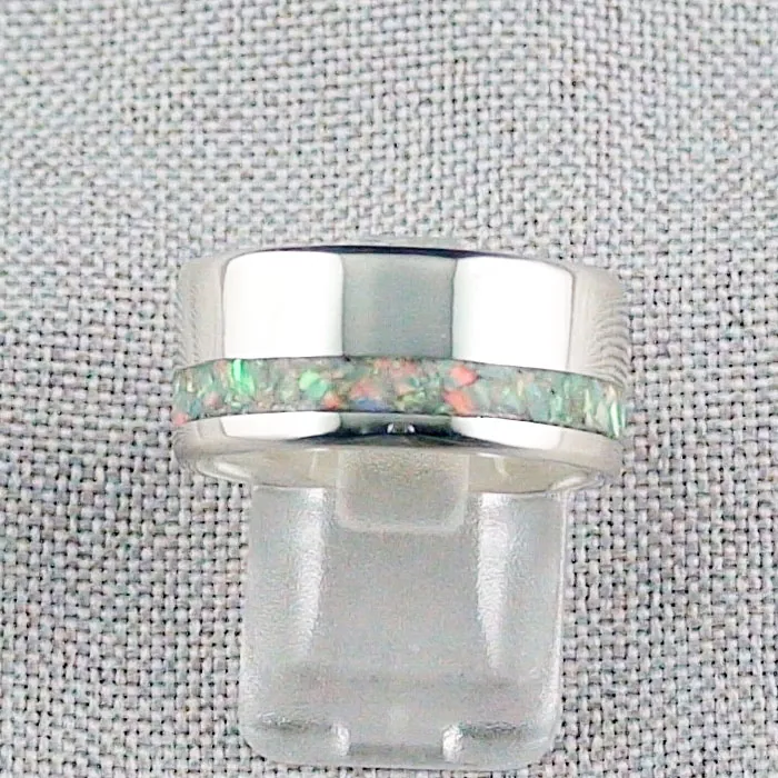 9,52 gr Silberring mit White Confette Opal Inlay, Damenring