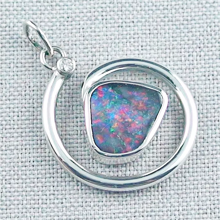 Silberanhänger Schnecke 4,89 ct Boulder Opal & Diamant