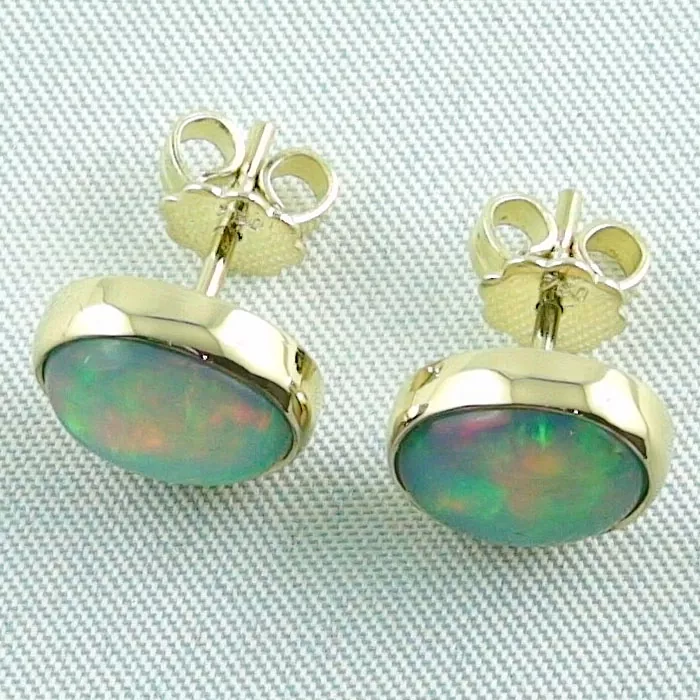 Echte Opal-Ohrringe aus 18k 750er Gold mit 3,45 ct Welo Opalen - Damenohrring Ohrstecker mit Welo Opal