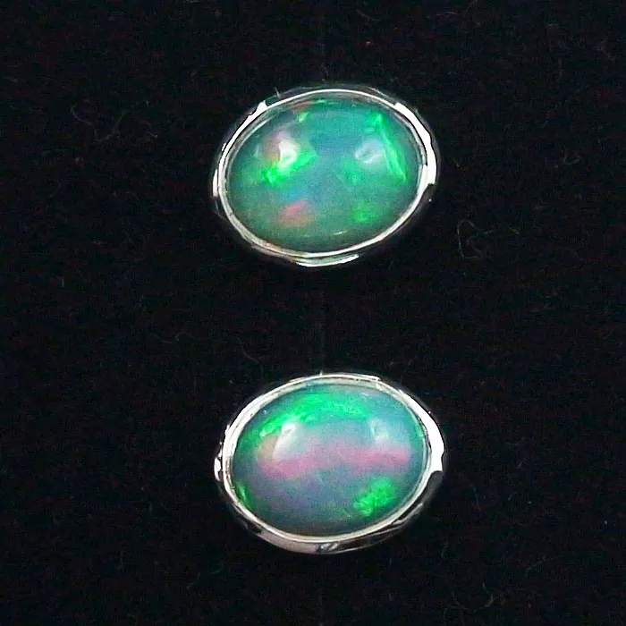 925er Ohrstecker 2,55 ct. Grüne Multicolor Welo Opale Ohrringe Opalohrstecker