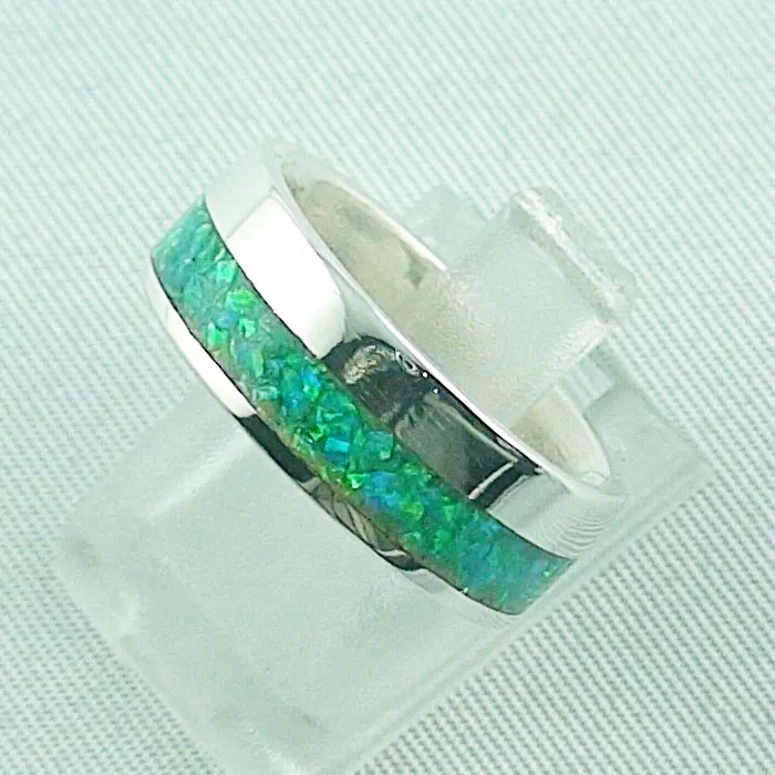 Damenring, 5,63 gr Silberring mit Opal Inlay Emerald Green