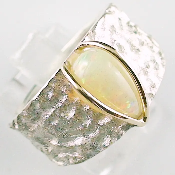 Exquisiter 935er Silber Ring mit drehbarem Top Gem Welo Opal