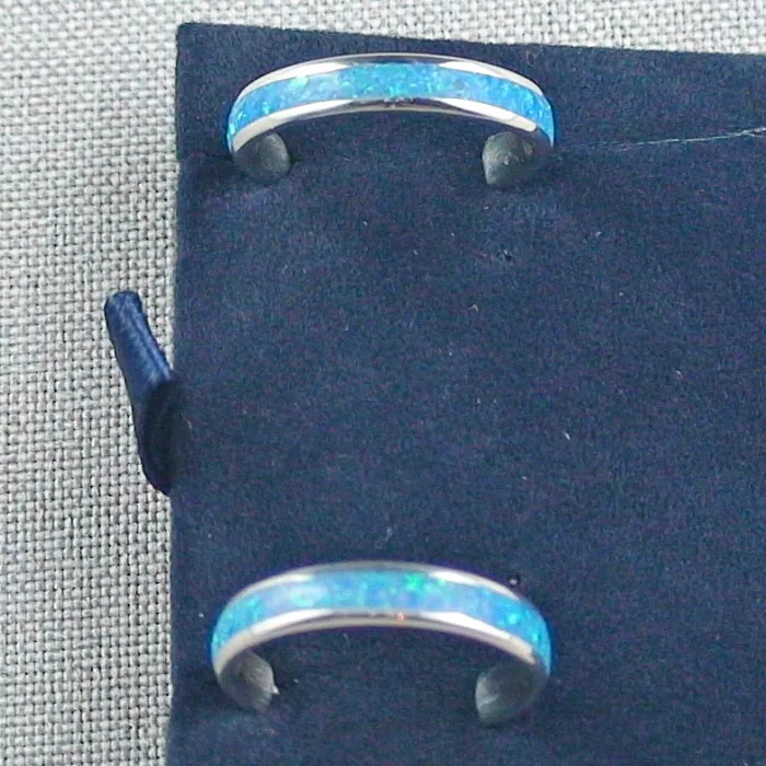 3/4 Silber Creolen 935 mit ocean blue Opal Inlay