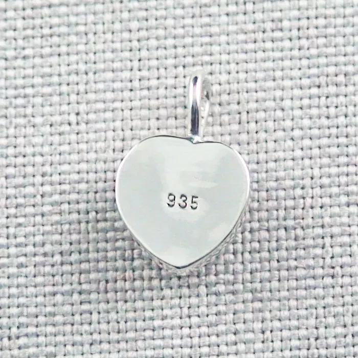 Herzanhänger 1,01 ct White Opal mit 925er Silberkette Silberanhänger