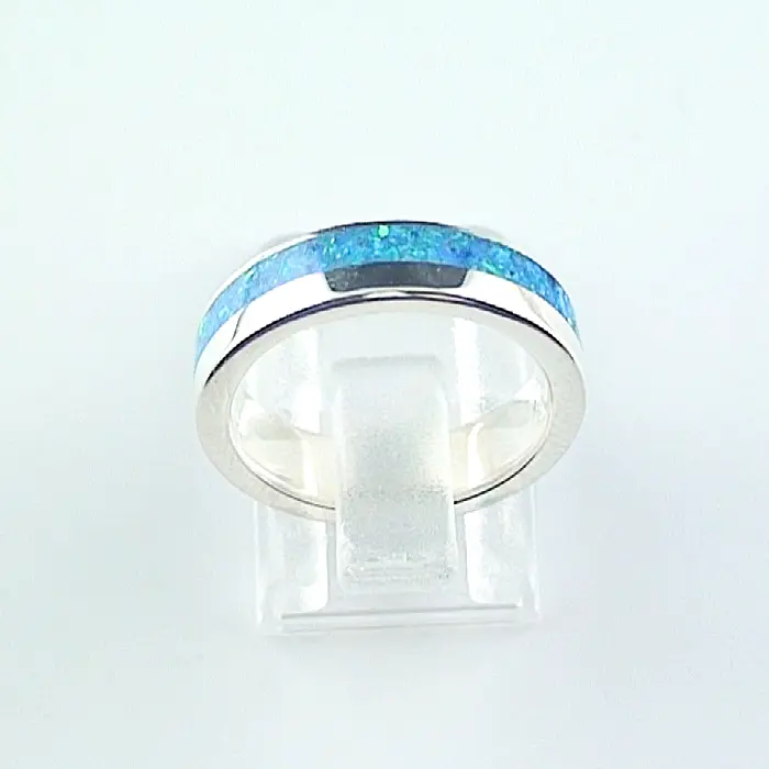 Opalring 4,57 gr. mit Opal Inlay ocean blue