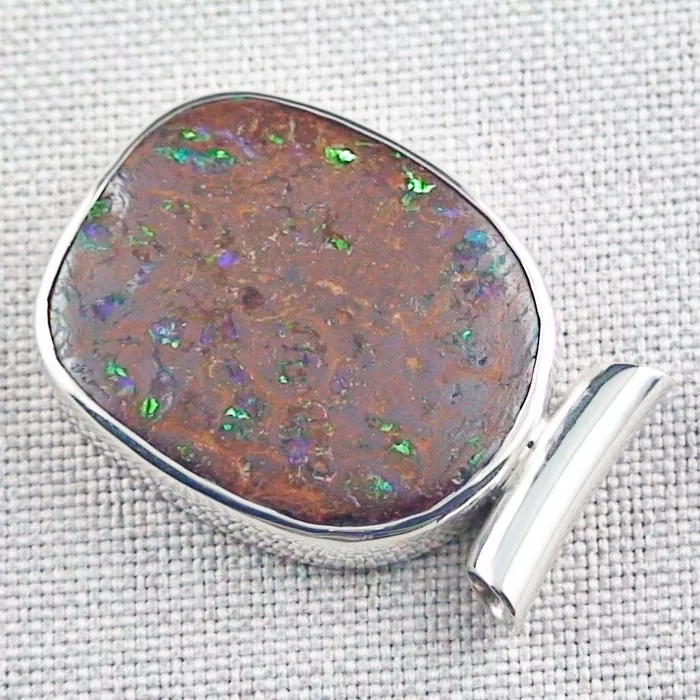 Opal-Anhänger 27,43 ct Boulder Opal 935er Silberanhänger Multicolor