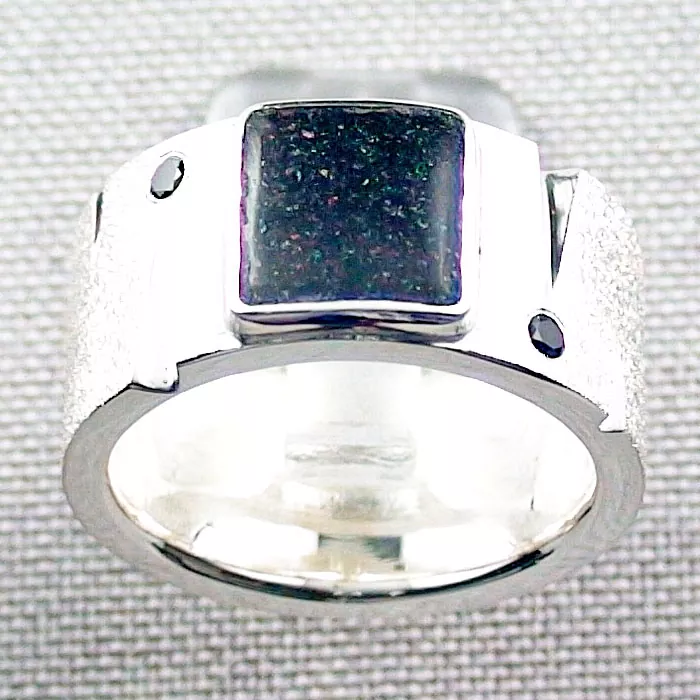 Konfigurator Massiver Herrenring mit  Fairy Boulder Opal & Diamanten in Silber oder Gold