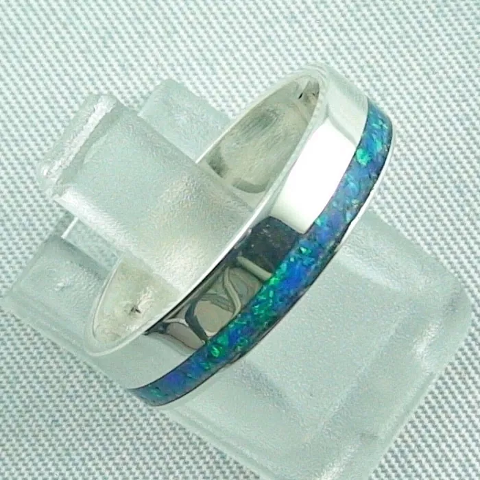 925er Opalring 4,21 gr., Bandring, Silberring mit Opal Inlay ocean blue