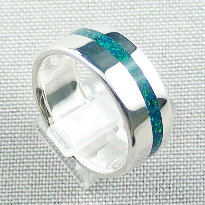 Herrenring, Silberring 12,61 gr mit Opal Inlay in Sea Green