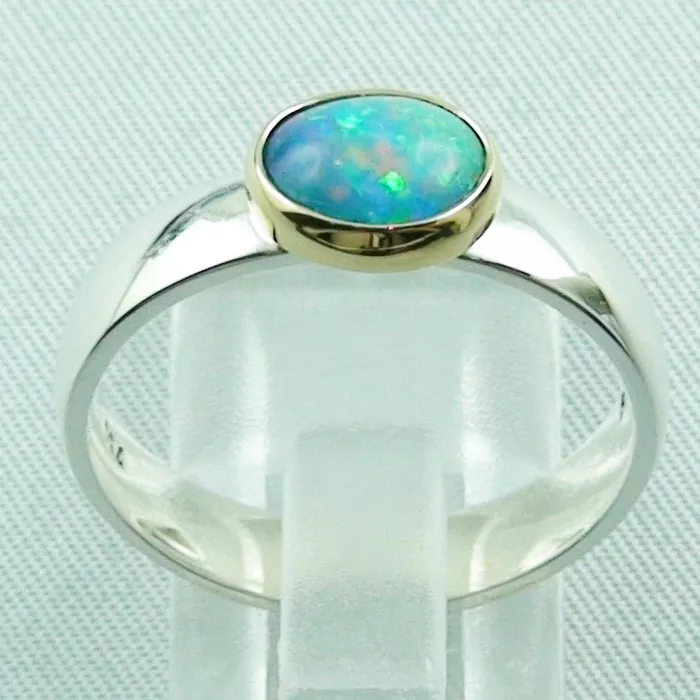Massiver Multicolor Opal-Ring - 935er Silberring mit 1,00 ct Welo Opal