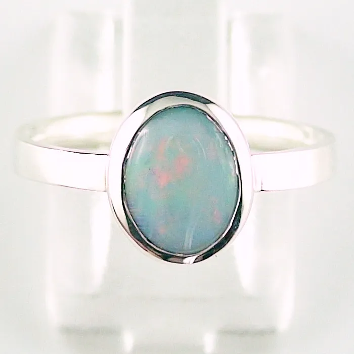 935er Silberring mit 0,92 ct White Opal - Multicolor