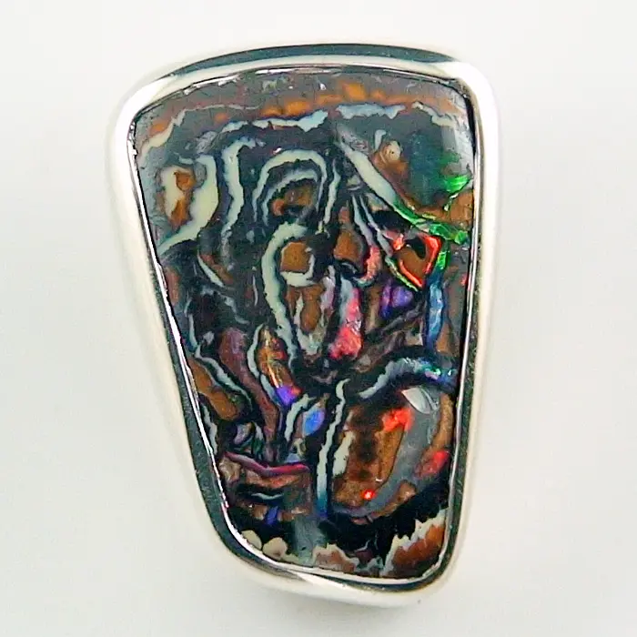 Silberanhänger mit Top Gem 7,57 ct. Boulder Matrix Opal - Multicolor Farben