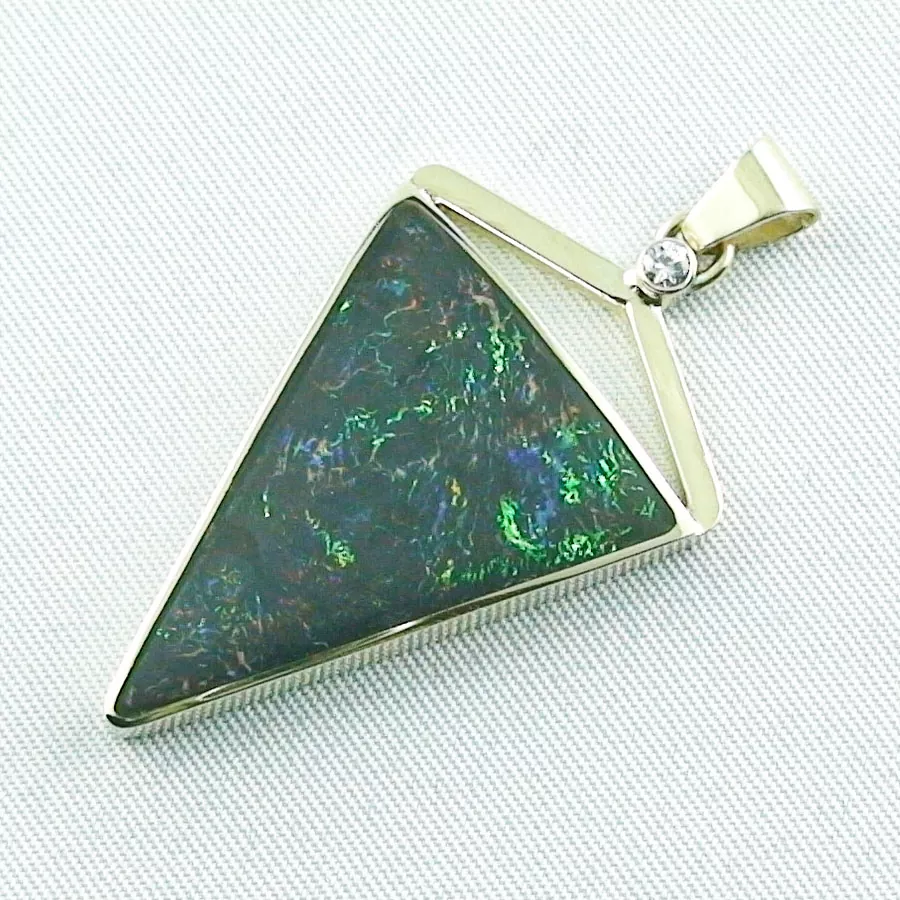 585er Goldanhänger, Koroit Boulder Opal 11,87 ct, Diamant
