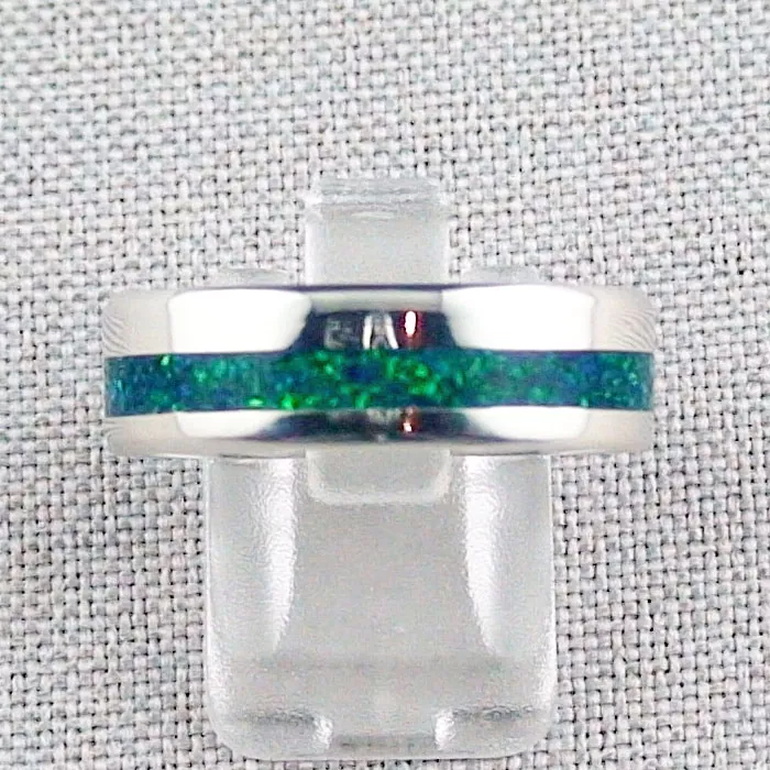 Damenring, Silberring 6,93 gr mit Sea Green Opal Inlay
