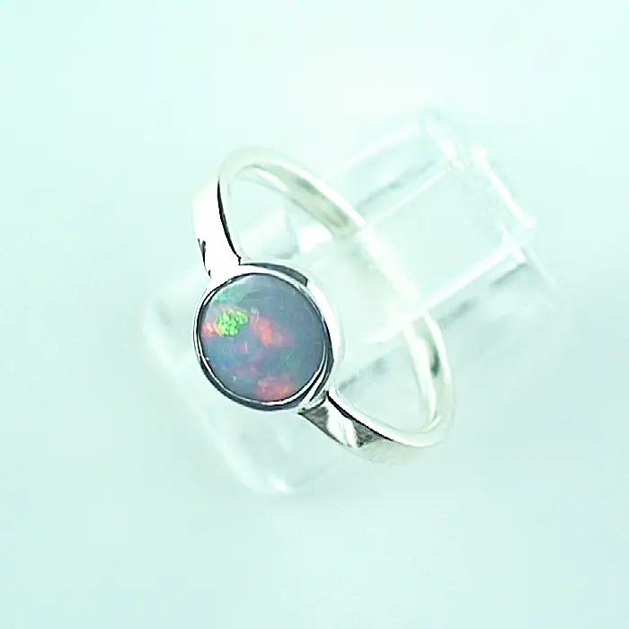 RESERVIERT 935er Opal Ring mit 0,50 ct. White Opal Rotes Multicolor