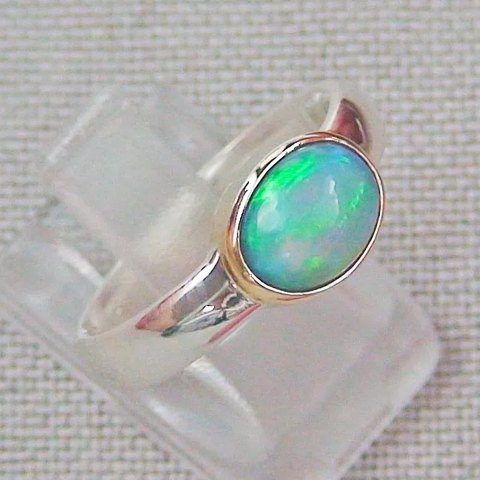 Opalring 935er Silber mit 1,58 ct Welo Opal in 18k Gold