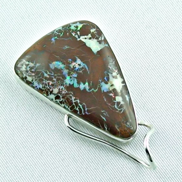 Silbercollier mit Boulder Matrix Opal uns Strickkette