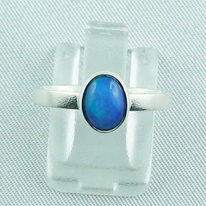 🦚 Silberring mit blauen 0,59 ct Welo Opal Eleganter Damenring