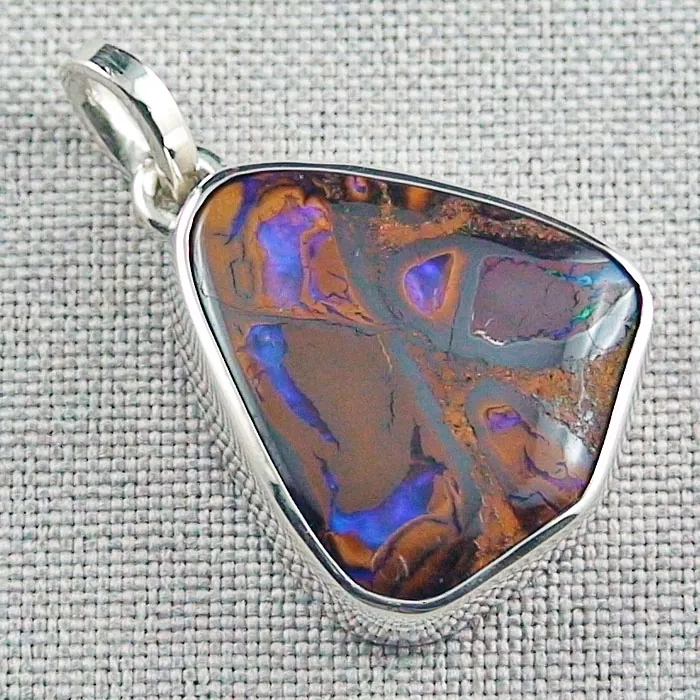 935er Silberanhänger 28,22 ct. Boulder Matrix Opal mit Silberkette Opal Schmuck