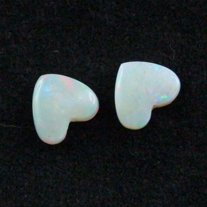 2 White Opal Herzen zus. 5,97 ct Herz-Opalsteine Edelsteine