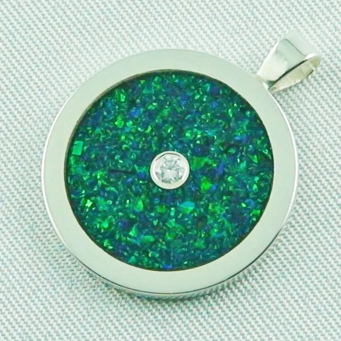 sea green Opal Inlay Anhänger, Collier, Diamant