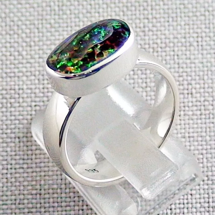 935er Silberring mit 4,50 ct. Boulder Matrix Opal Opalring Ringgröße 56