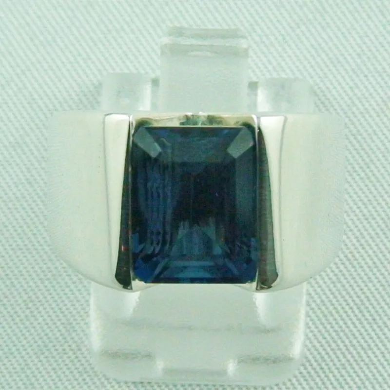 Designer Ring 925er Sterling Silber 5,22 ct London Blue Blau-Topas octagon bar cut
