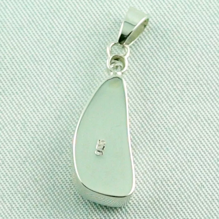 Silberanhänger mit 4,23 ct Boulder Opal - Diamant 0,05 ct und passender Silberkette