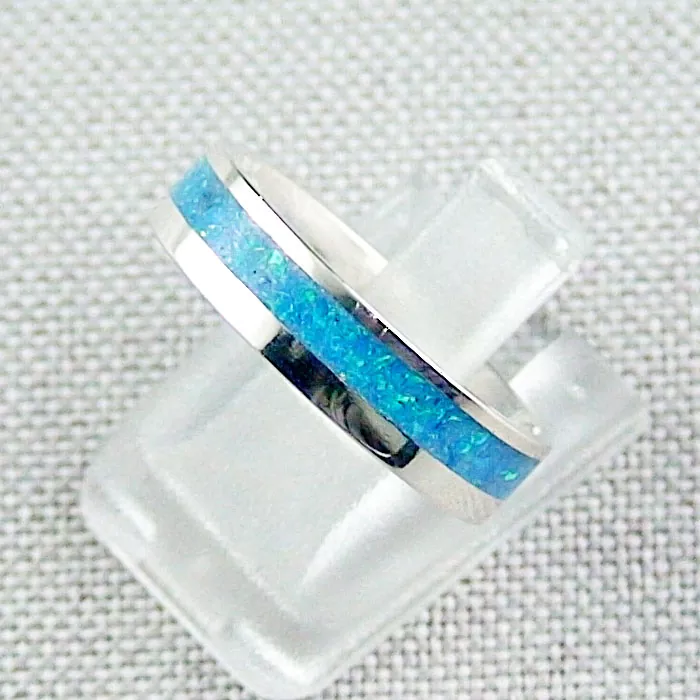 Opalring, 3,30 gr Damenring, Silberring, Opal Inlay Ozean Blau