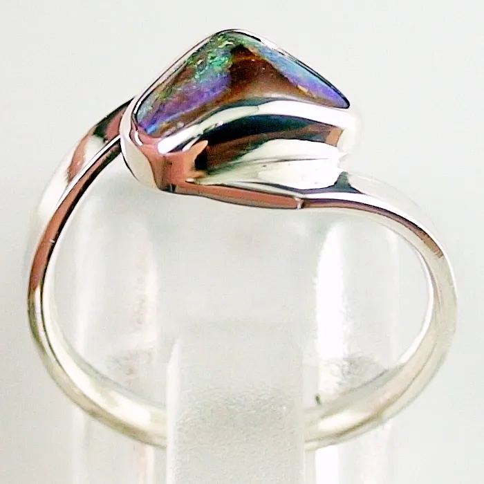 Opal Ring aus 935er Silber mit einem Blau Grünen 1,83 ct. Boulder Opal
