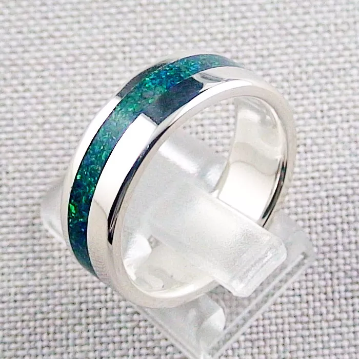 Damenring, Silberring 7,29 gr mit Opal Inlay in Sea Green