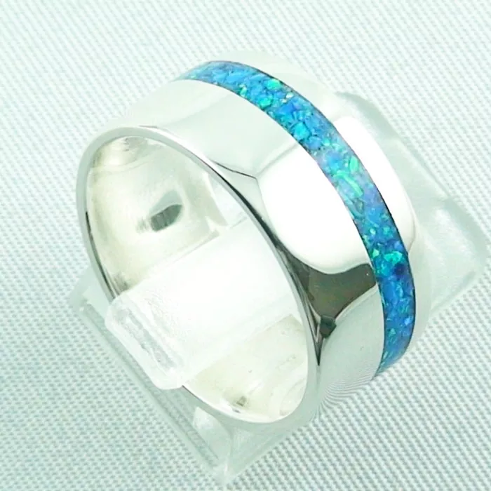 925er Silberring mit Opal Inlay Ocean Blue Opalring